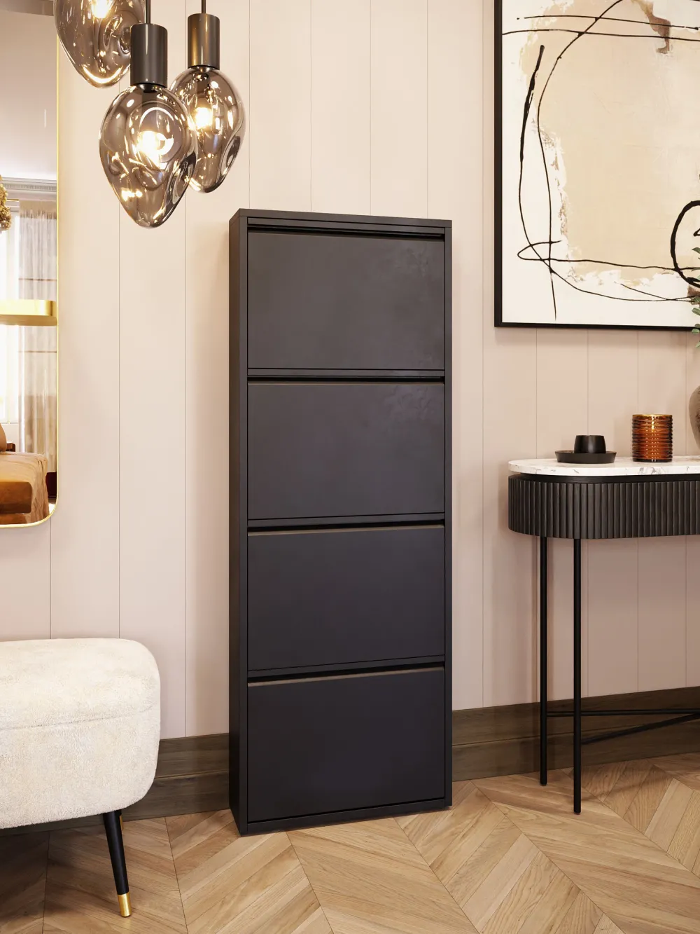 KARE Design Kenkäkaapit*Caruso Kenkäkaappi Musta 4 Lokeroa