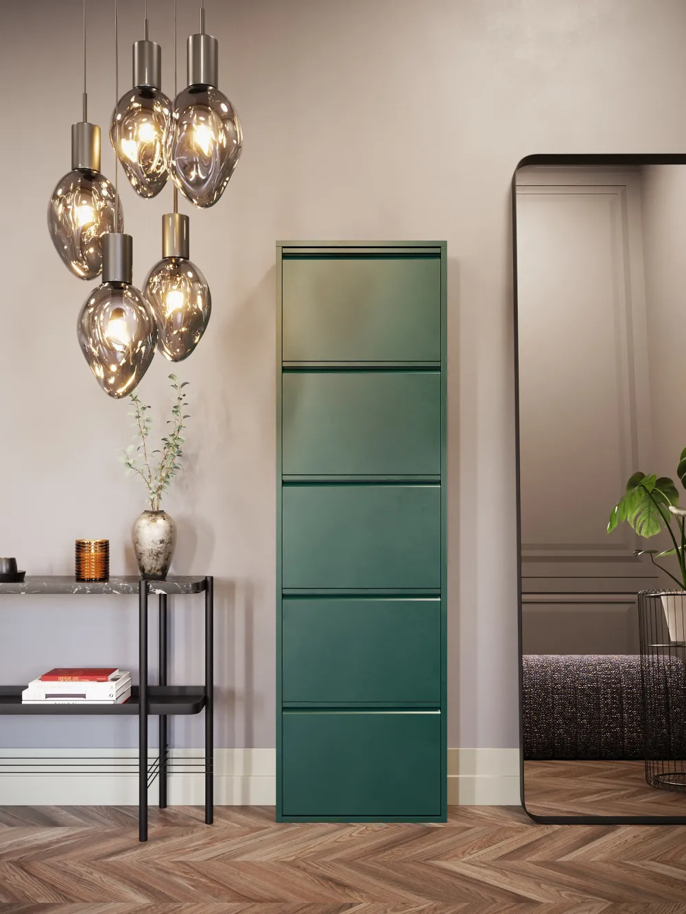 KARE Design Kenkäkaapit*Caruso Kenkäkaappi Vihreä 5 Lokeroa