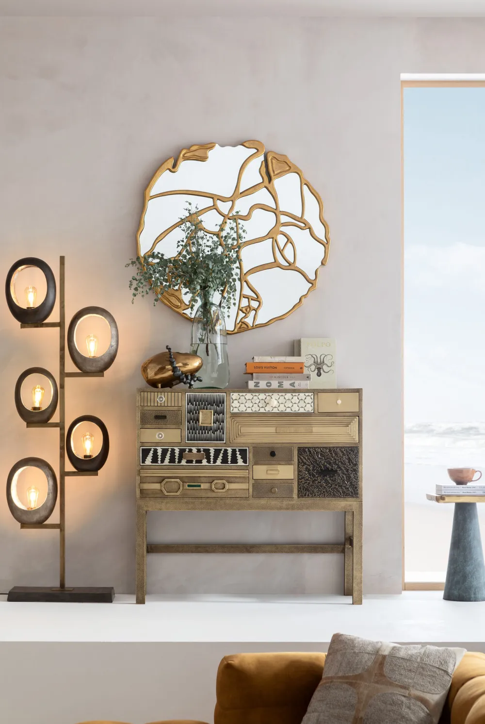 KARE Design Senkit|Olohuone*Chalet Korkea Lipasto - Kulta 13 Laatikkoa