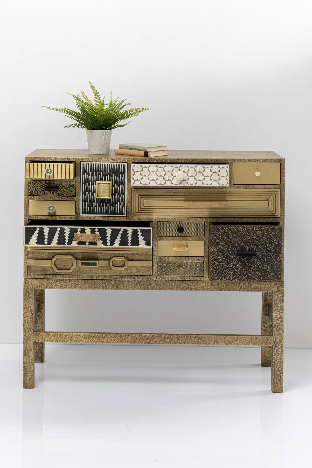 KARE Design Senkit|Olohuone*Chalet Korkea Lipasto - Kulta 13 Laatikkoa