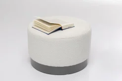 KARE Design Rahit Ja Jakkarat*Cherry Boucle Rahi, Jakkara, Kermanvärinen, Savunharmaa Ø55cm