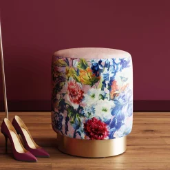 KARE Design Rahit Ja Jakkarat*Cherry Flower Kukat Roosa Jakkara, Palli, Messinki Ø32cm