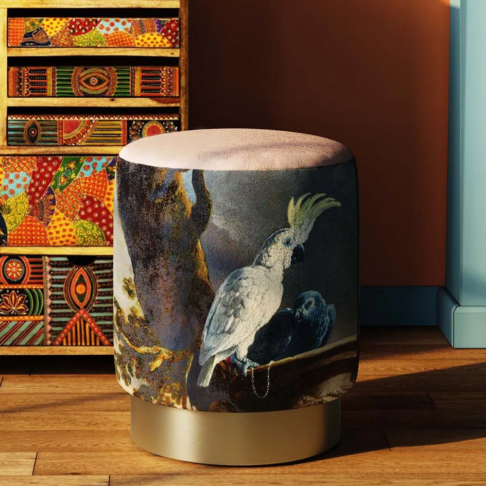 KARE Design Rahit Ja Jakkarat*Cherry Parrot Papukaija Jakkara, Palli, Messinki Ø32cm