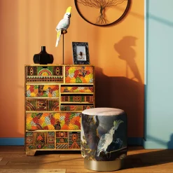 KARE Design Rahit Ja Jakkarat*Cherry Parrot Papukaija Jakkara, Palli, Messinki Ø32cm