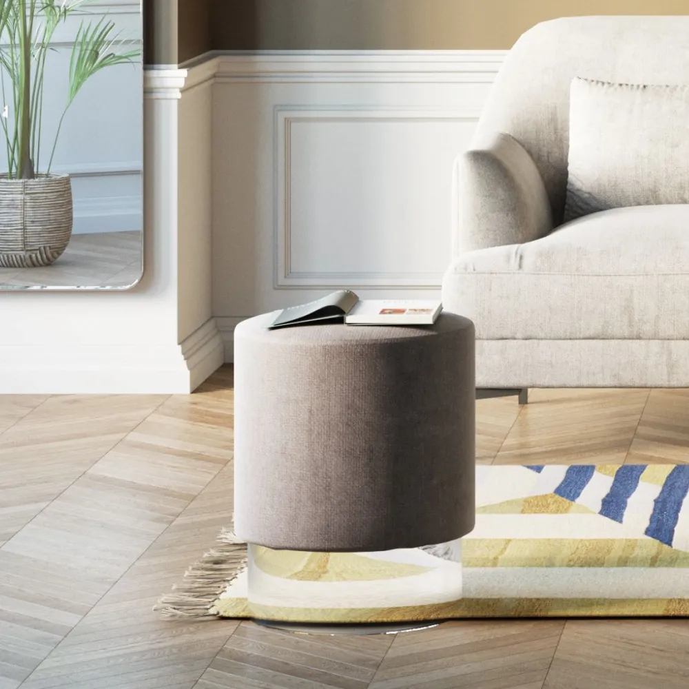 KARE Design Rahit Ja Jakkarat*Cherry Rahi, Jakkara, Vaaleanharmaa/hopea Ø35cm