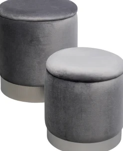 KARE Design Rahit Ja Jakkarat*Cherry Säilytys Jakkara, Harmaa, Hopea (2/Setti)