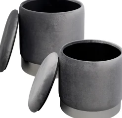 KARE Design Rahit Ja Jakkarat*Cherry Säilytys Jakkara, Harmaa, Hopea (2/Setti)