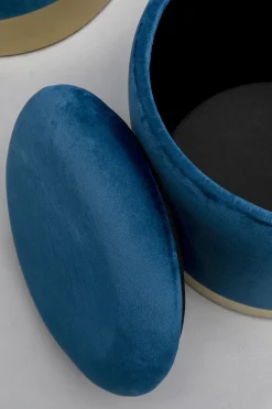 KARE Design Rahit Ja Jakkarat*Cherry Säilytys Jakkara, Sininen, Messinki (2/Setti)