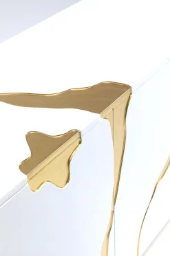 KARE Design Senkit|Lipastot*Cracked Senkki, Sivupöytä - Valkoinen/kulta 165x80cm