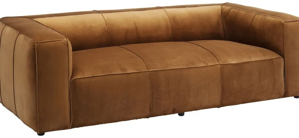 KARE Design Sohvat*Cubetto Sohva, 3-istuttava, Samettia, Ruskea 220cm