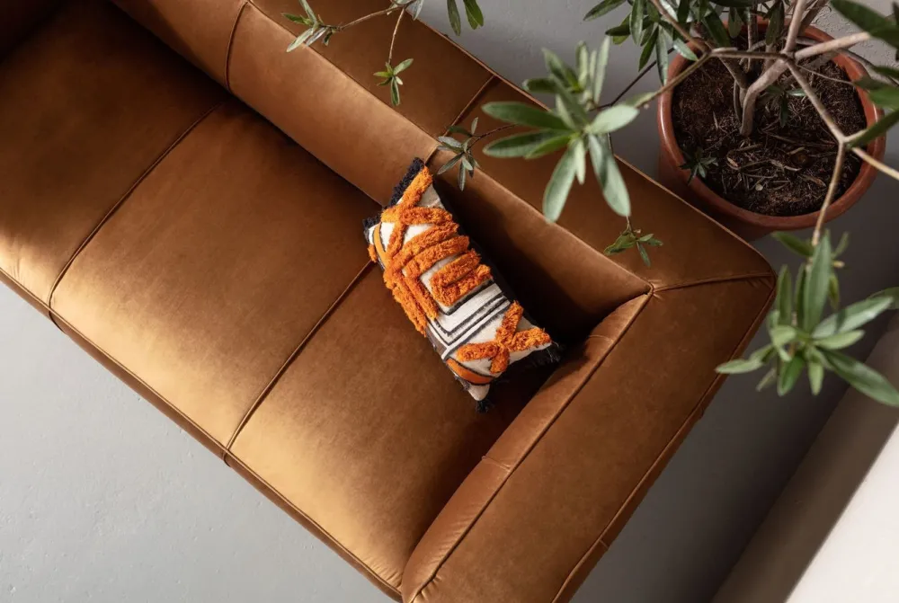 KARE Design Sohvat*Cubetto Sohva, 3-istuttava, Samettia, Ruskea 220cm