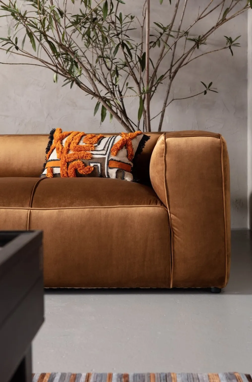 KARE Design Sohvat*Cubetto Sohva, 3-istuttava, Samettia, Ruskea 220cm