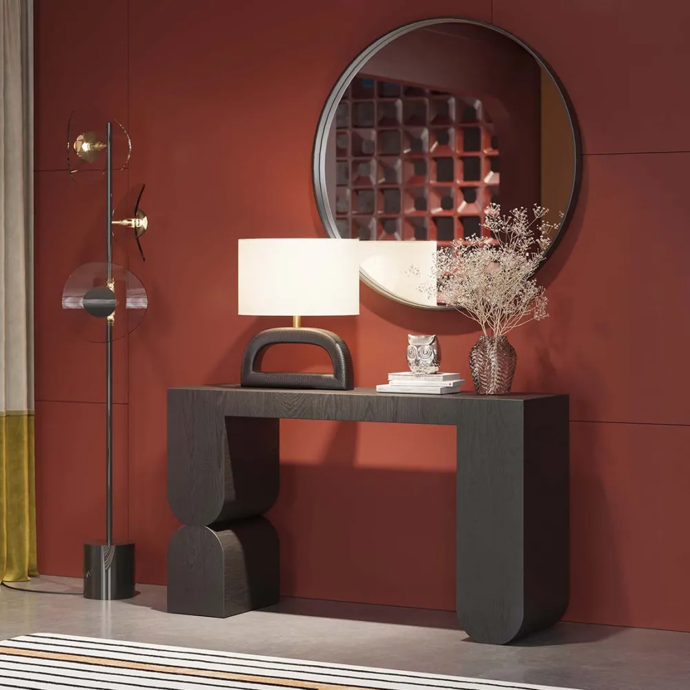 KARE Design Konsolipöydät Ja Sivupöydät*Curve Konsolipöytä, Saarniviilupuu, Musta 120x76cm