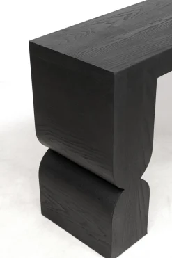 KARE Design Konsolipöydät Ja Sivupöydät*Curve Konsolipöytä, Saarniviilupuu, Musta 120x76cm