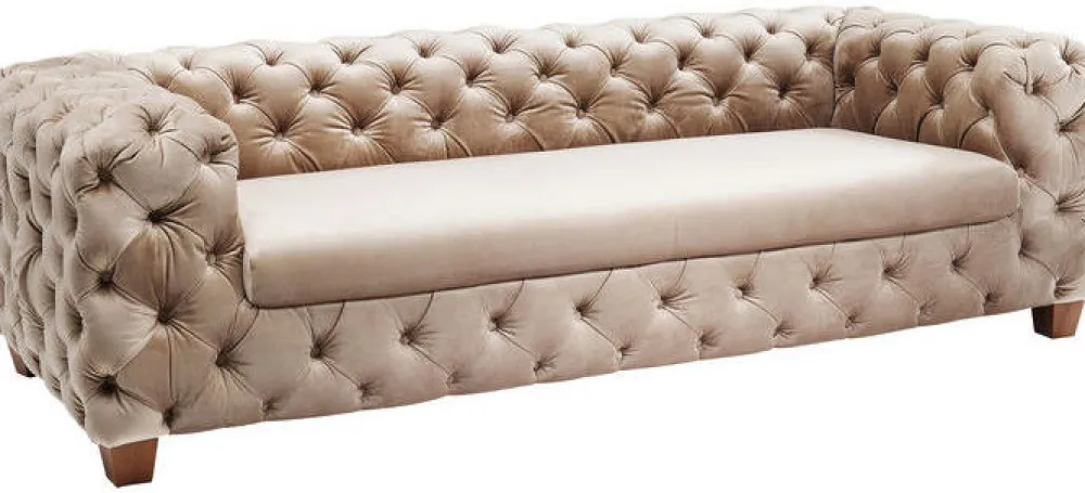 KARE Design Sohvat|Olohuone*Desire Sohva 3-istuttava, Samettia, Ecru