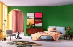 KARE Design Sängyt*East Side Sänky, Vakosamettia, Sininen 180x200cm