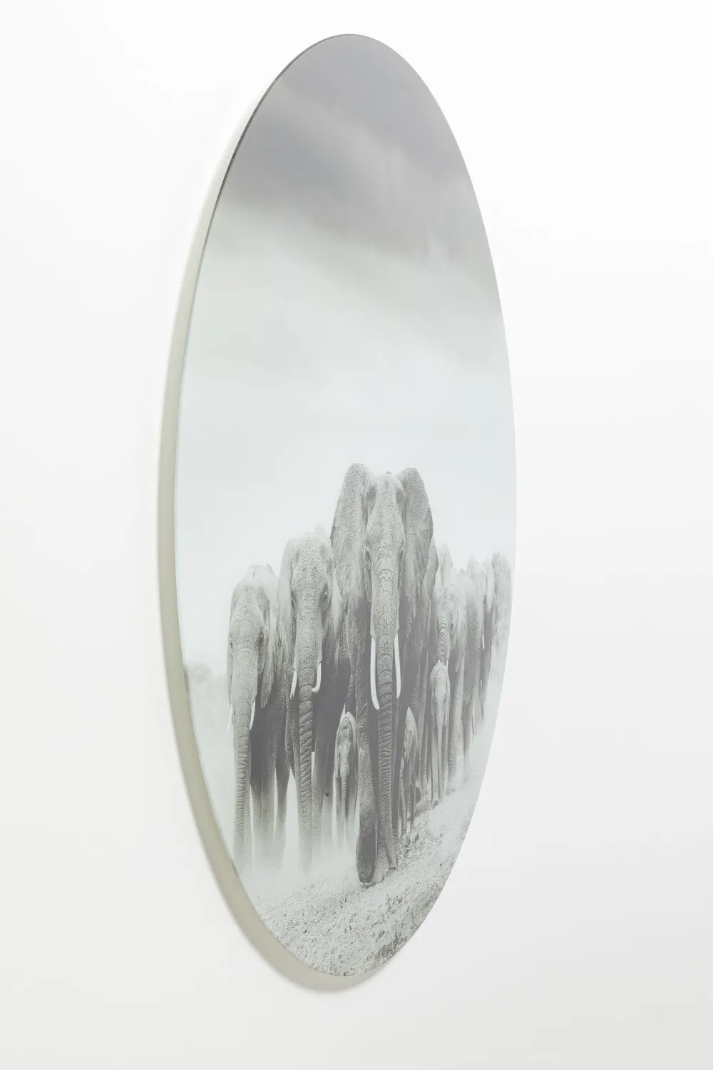 KARE Design Taulut*Elephant Walk - Elefantit, Pyöreä Lasitaulu Ø120cm