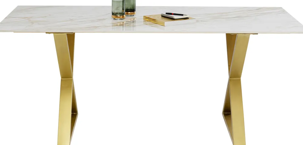 KARE Design Pöydät*Eternity Cross Pöytä, Kulta, Keraaminen Pöytälevy 180x90cm