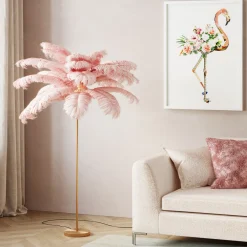 KARE Design Lattiavalaisimet*Feather Palm Lattiavalaisin Pinkki 165cm