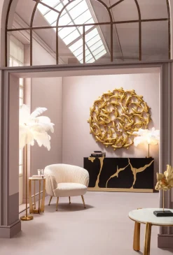 KARE Design Lattiavalaisimet*Feather Palm Lattiavalaisin Valkoinen 165cm