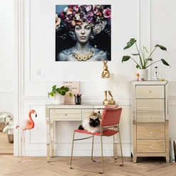 KARE Design Taulut*Flower Art Lady Lasitaulu 80x80cm