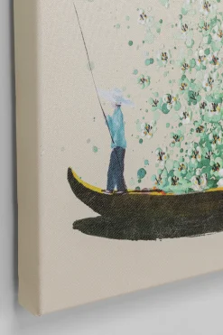 KARE Design Taulut*Flower Boat Canvas Taulu - Beige, Vihreä 80x100cm