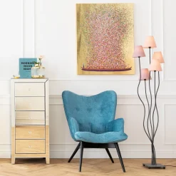 KARE Design Taulut|Olohuone*Flower Boat Taulu Kulta/pinkki 80x100cm