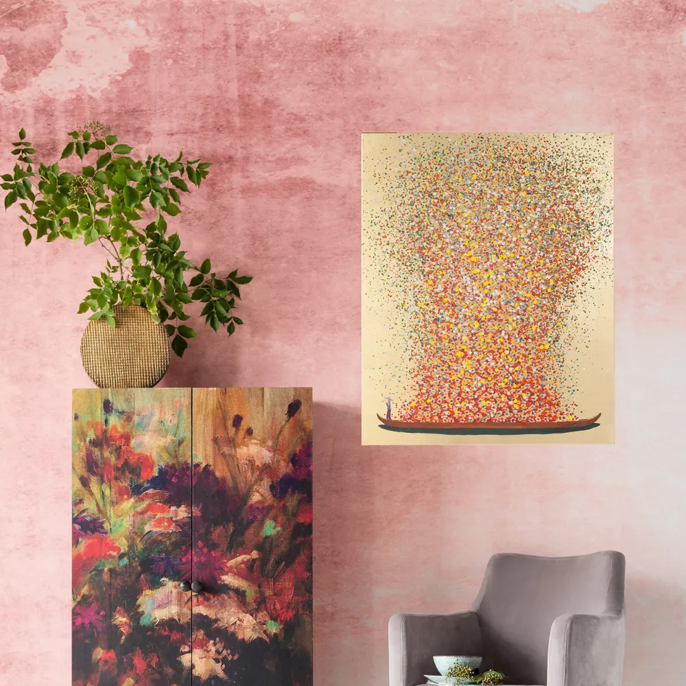 KARE Design Taulut|Olohuone*Flower Boat Taulu Kulta/punainen 80x100cm