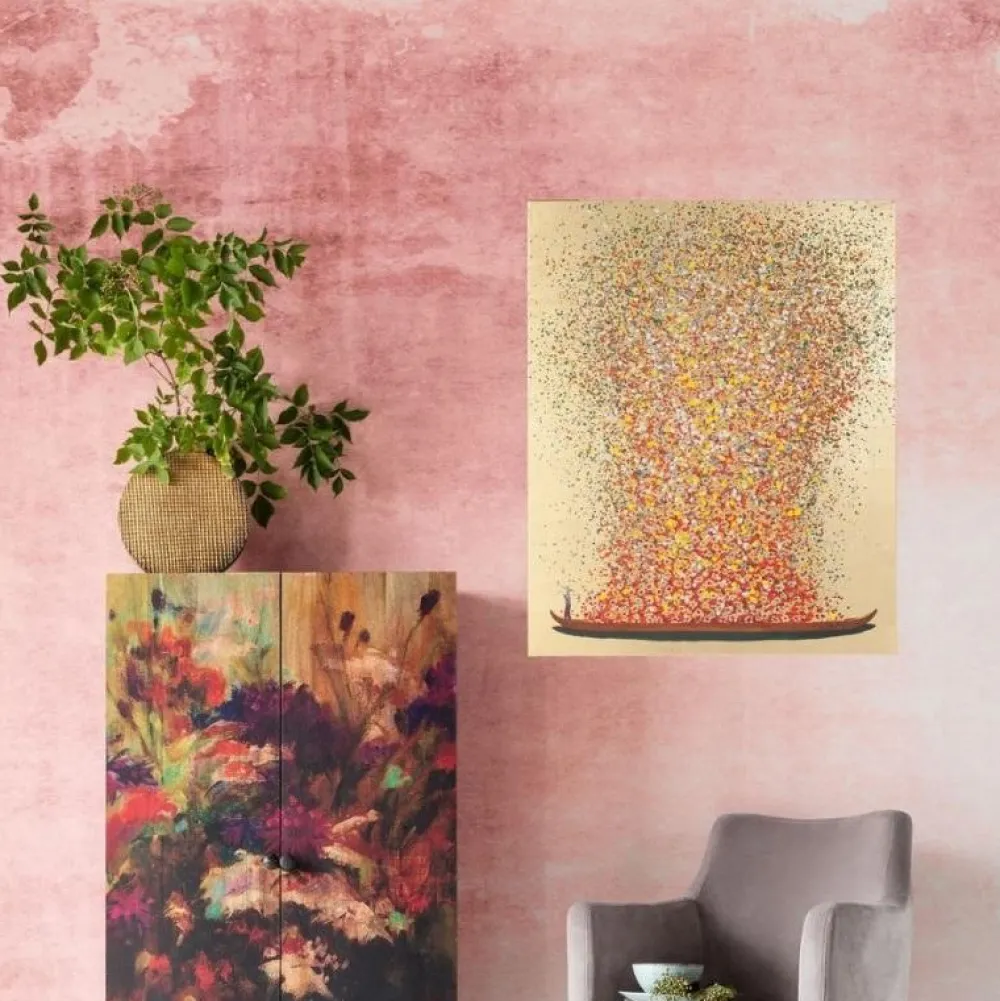 KARE Design Taulut|Olohuone*Flower Boat Taulu Kulta/punainen 80x100cm