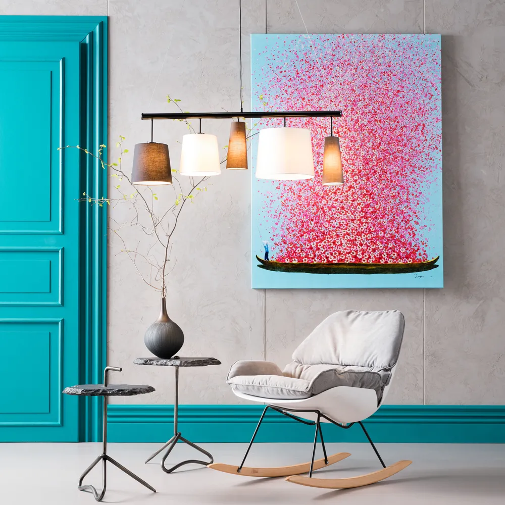 KARE Design Taulut*Flower Boat Taulu Sininen/pinkki 120x160cm