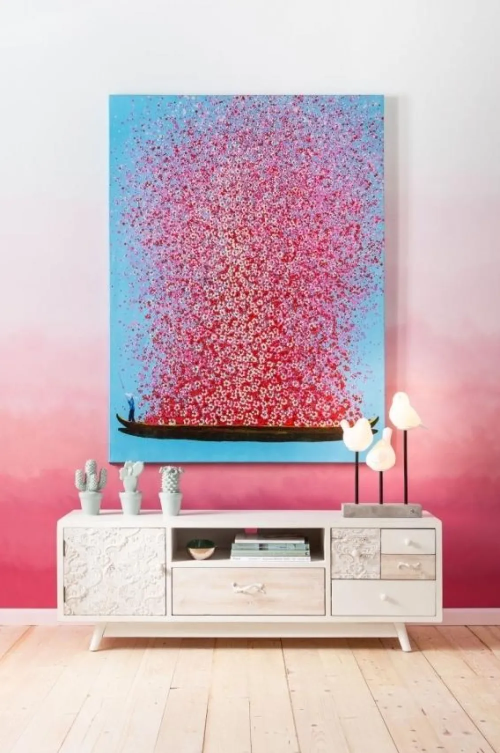 KARE Design Taulut*Flower Boat Taulu Sininen/pinkki 120x160cm