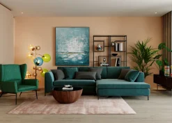 KARE Design Kulmasohvat*Gianni Velvet Kulmasohva - Tummanvihreä/musta, Vasen