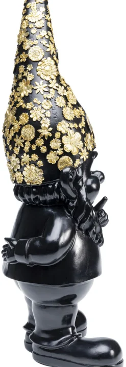 KARE Design Koriste-Esineet*Gnome Standing Tonttu Koriste-esine, Musta/kulta 46cm