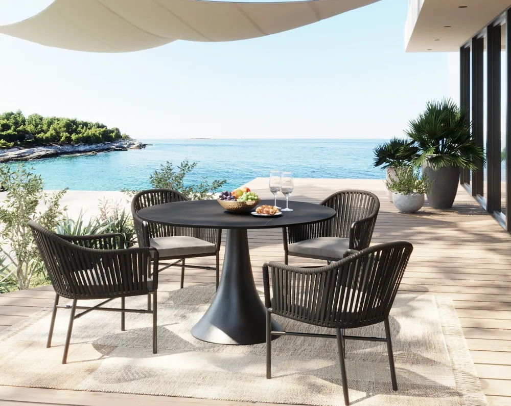 KARE Design Pöydät*Grande Possibilita Pöytä, Ulkokaluste, Musta Ø110cm