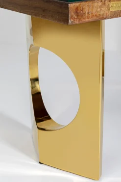 KARE Design Pöydät*Harmony Oho Conley, Kulta, Kierrätyspuu Mango, Lasi 180x90cm