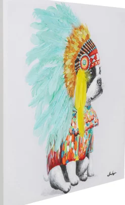 KARE Design Taulut|Olohuone*Headdress Dog Koira Canvastaulu 80x80cm