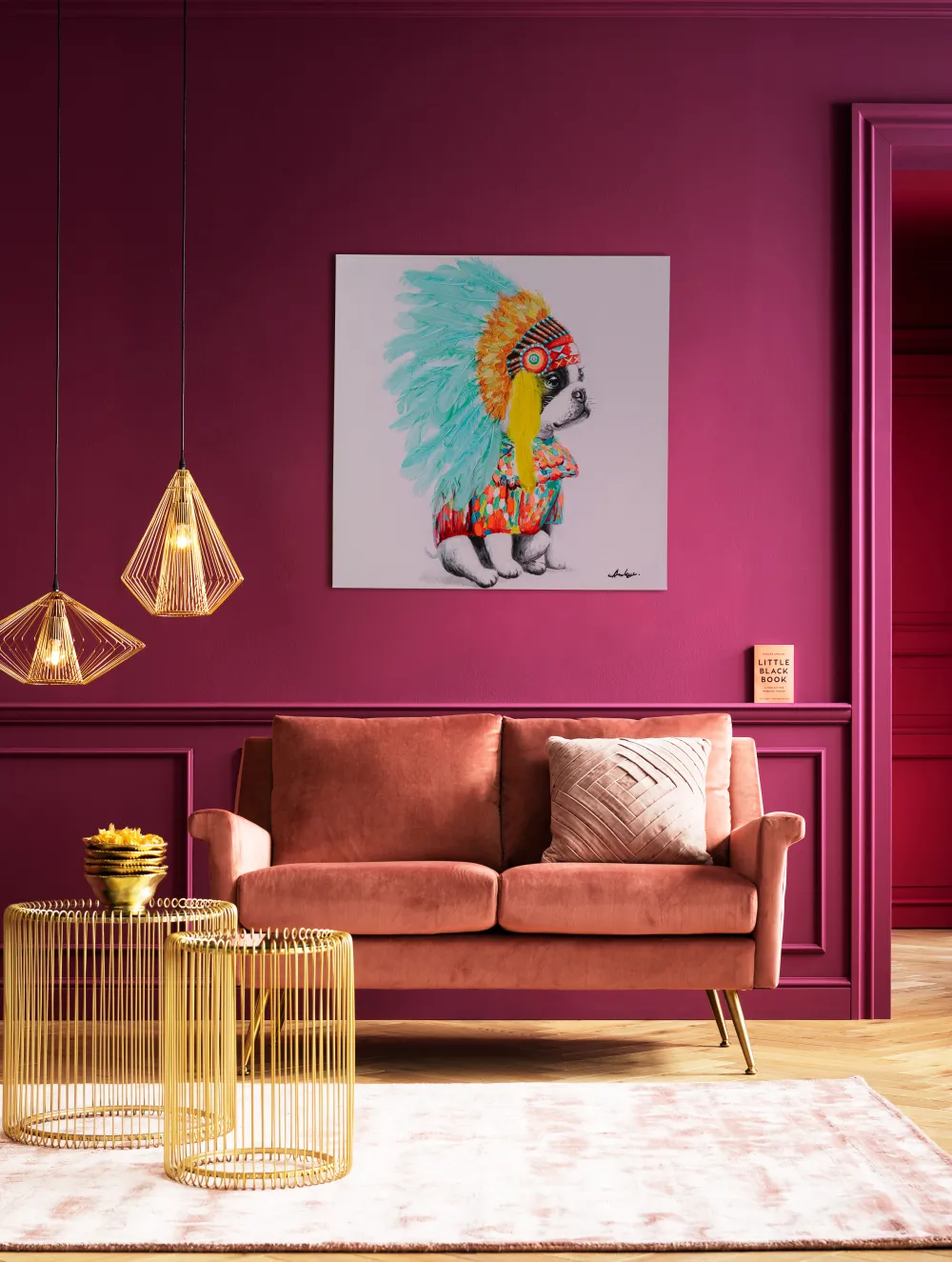 KARE Design Taulut|Olohuone*Headdress Dog Koira Canvastaulu 80x80cm