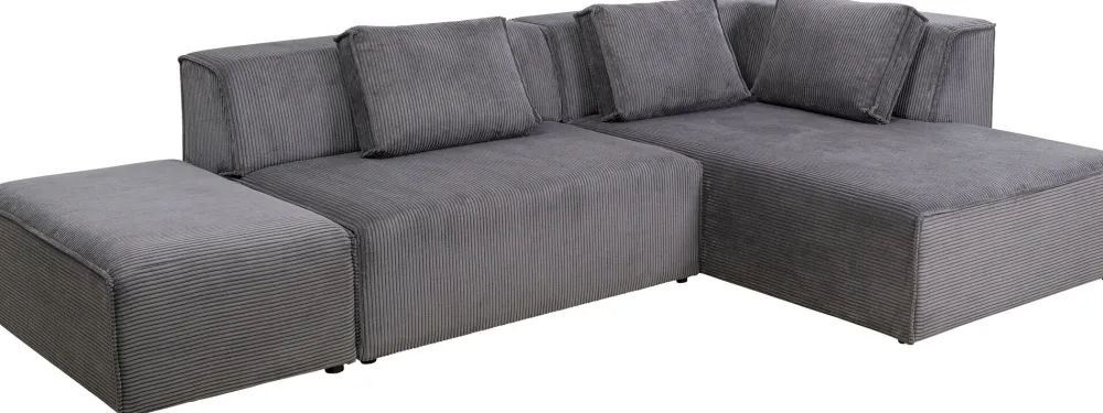 KARE Design Olohuone|Kulmasohvat*Infinity Ottomane Kulmasohva, Vakosametti, Harmaa, Oikea