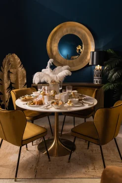 KARE Design Pöydät*Invitation Pöytä- Valkoinen, Messinki Ø90cm