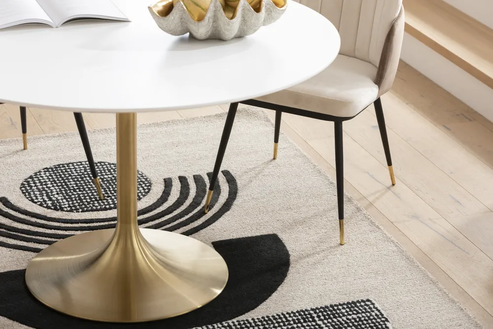 KARE Design Pöydät*Invitation Pöytä- Valkoinen, Messinki Ø90cm