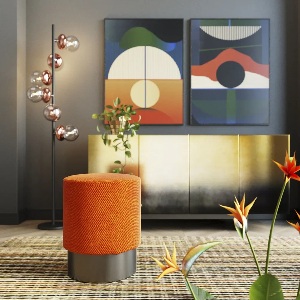 KARE Design Rahit Ja Jakkarat*Jody Rahi, Palli, Oranssi, Kiiltävä Musta Ø35cm