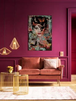 KARE Design Taulut|Olohuone*Lady Butterfly Lasitaulu 100x150cm