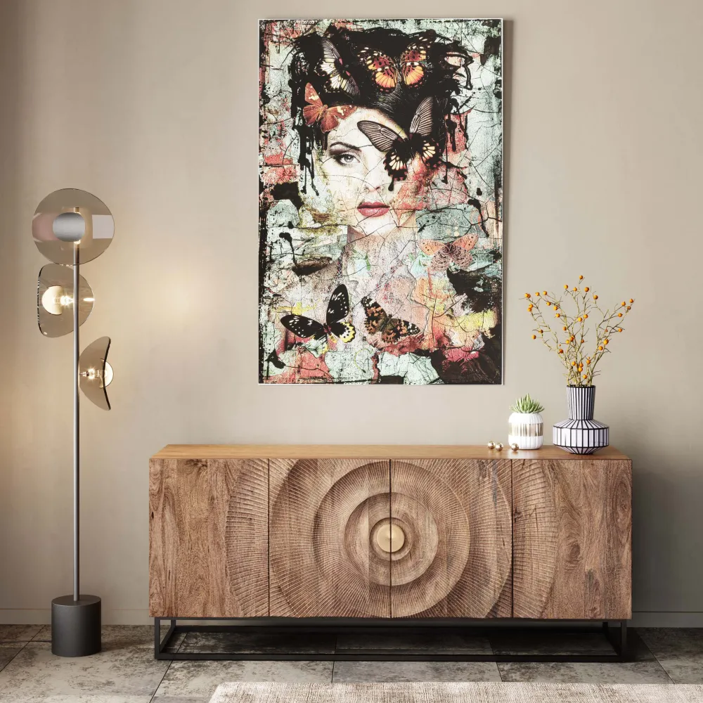 KARE Design Taulut|Olohuone*Lady Butterfly Lasitaulu 100x150cm