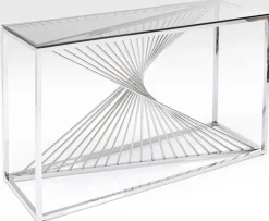 KARE Design Konsolipöydät Ja Sivupöydät*Laser Konsolipöytä - Hopea, Kirkas Lasi 120x40cm