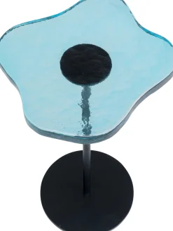 KARE Design Sohvapöydät*Lava Sivupöytä, Valettu Lasi, Metalli, Sininen Ø30cm