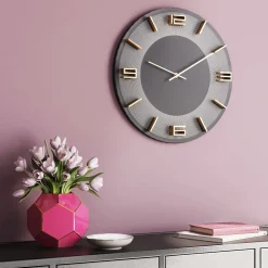 KARE Design Kellot*Leonardo Seinäkello Harmaa/kulta Ø49cm