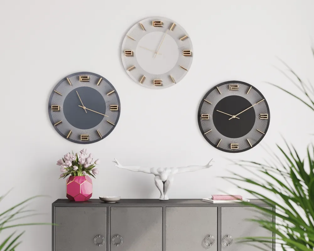 KARE Design Kellot*Leonardo Seinäkello Harmaa/kulta Ø49cm