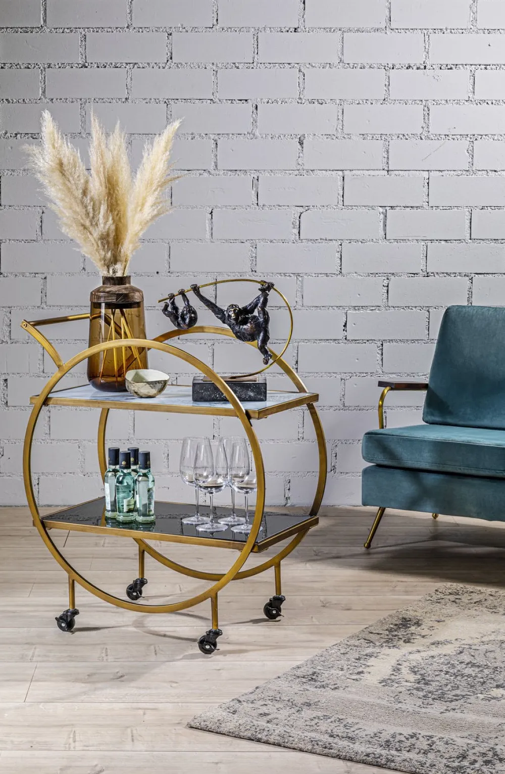 KARE Design Baarit*Loft Tarjoiluvaunu, Messinki