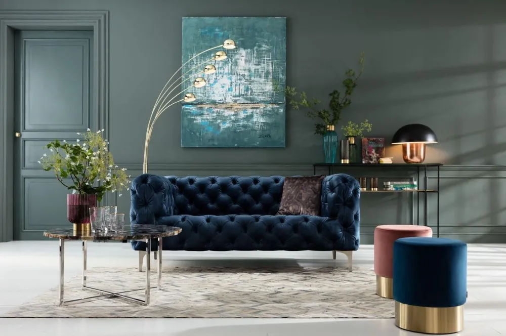 KARE Design Sohvat|Olohuone*Look Sohva 2-istuttava,samettia, Sininen