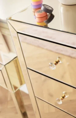 KARE Design Senkit|Olohuone*Luxury Pearl Korkea Lipasto, 5 Laatikkoa, Peililasia